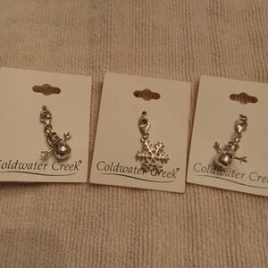 Coldwater Creek Silver Snowman and Snowflake Charms